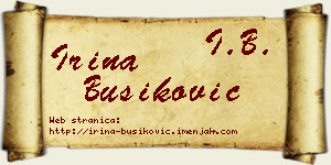 Irina Bušiković vizit kartica